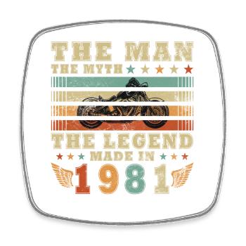 45th Birthday Vintage 1981 Motorcyclist Biker - Square fridge magnet - white - Front