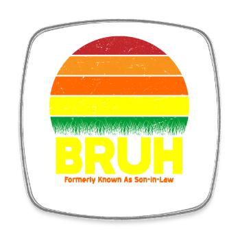 Bruh Retro Sunset Logo - Viereckiger Kühlschrankmagnet - Weiß - Vorne