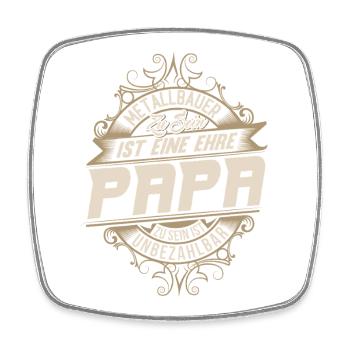 Metallbauer Papa - Viereckiger Kühlschrankmagnet - Weiß - Vorne