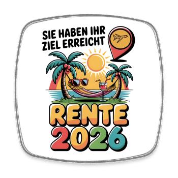 Rente Pensionist Pensionierung 2026 Mann & Frau - Viereckiger Kühlschrankmagnet - Weiß - Vorne