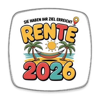 Rente Pensionist Pensionierung 2026 Mann & Frau - Viereckiger Kühlschrankmagnet - Weiß - Vorne