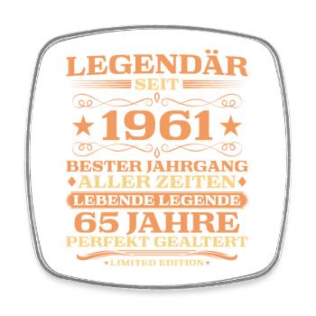 1961 vintage 65 years perfectly aged - Square fridge magnet - white - Front