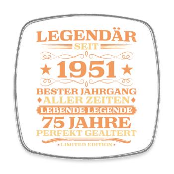 1951 vintage 75 years perfectly aged - Square fridge magnet - white - Front