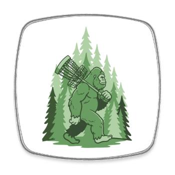 Sasquatch Disc Golf Basket Forest Lustiges Frisbee - Viereckiger Kühlschrankmagnet - Weiß - Vorne