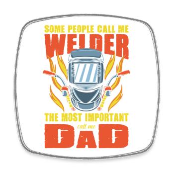 Schweißer Spruch Geschenke Für Metallbauer  - Viereckiger Kühlschrankmagnet - Weiß - Vorne
