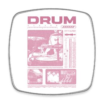 Batteur rock Drumplayer Streetwear - Magnet carré - blanc - Devant