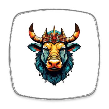 Stier Comic King - Viereckiger Kühlschrankmagnet - Weiß - Vorne
