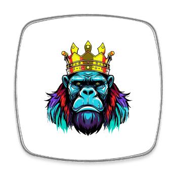 Gorilla Neon Krone - Viereckiger Kühlschrankmagnet - Weiß - Vorne