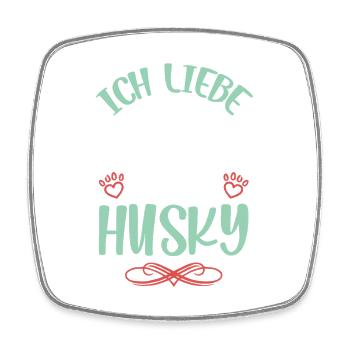 I love my husky angel wings - Square fridge magnet - white - Front