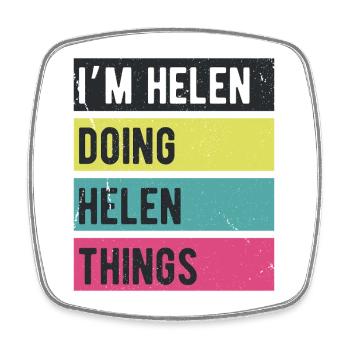 Je suis Helen qui fait des couleurs rétro de Helen Things - Magnet carré - blanc - Devant