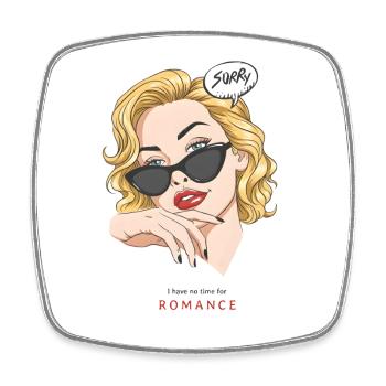 No Time for Romance Pop Art Woman Design - Square fridge magnet - white - Front