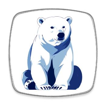 Ours polaire bleu grand ours polaire amical assis - Magnet carré - blanc - Devant