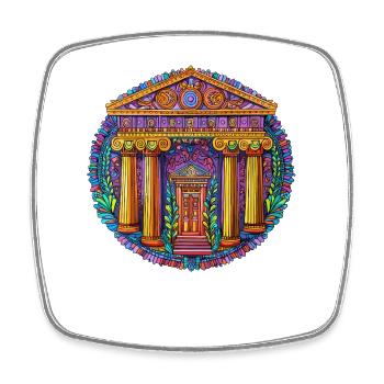 Bunter Tempelkreis Ornament - Viereckiger Kühlschrankmagnet - Weiß - Vorne