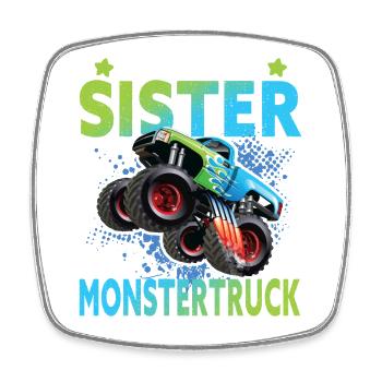Monster Truck Siblings Funny Saying - Square fridge magnet - white - Front