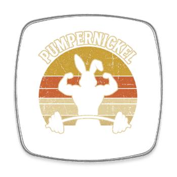 Pumpernickel Bodybuilding Hase Fitness Gym Wortspi - Viereckiger Kühlschrankmagnet - Weiß - Vorne