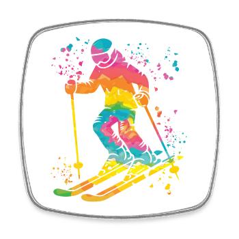 Alpin Ski Wintersport Nordischer Skilauf - Viereckiger Kühlschrankmagnet - Weiß - Vorne