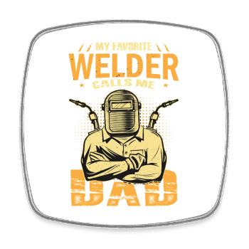 Schweißer Spruch Geschenke Für Metallbauer  - Viereckiger Kühlschrankmagnet - Weiß - Vorne