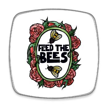 Feed the Bees Floral Frame - Square fridge magnet - white - Front