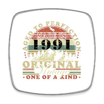 Made in 1991 - Year of birth - Square fridge magnet - white - Front