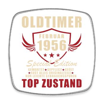 Februar 1956 Geburtstag Oldtimer 1956 - Viereckiger Kühlschrankmagnet - Weiß - Vorne