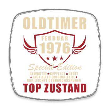 February 1976 Birthday Oldtimer 1976 - Square fridge magnet - white - Front