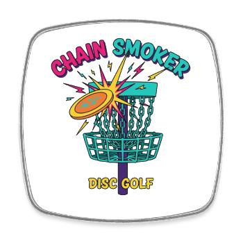 Scène de Frisbee amusant de disc golf fumeur - Magnet carré - blanc - Devant