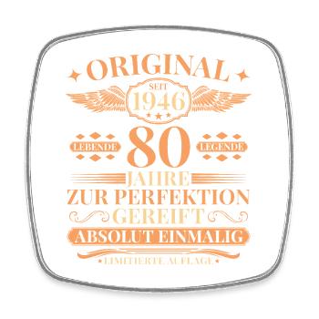 80. Geburtstag Lebende Legende seit 1946 - Viereckiger Kühlschrankmagnet - Weiß - Vorne