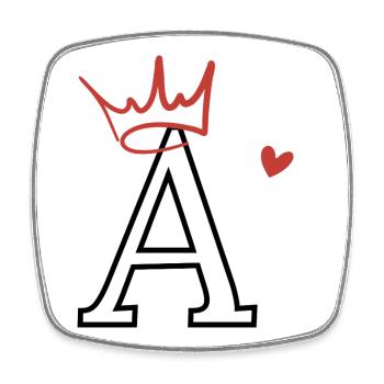 Heart Crown Letter - Square fridge magnet - white - Front