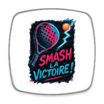 Smash the victory! Padel - Square fridge magnet - white - Front