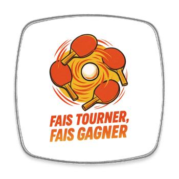 Fais tourner Fais gagner - Ping Pong - Magnet carré - blanc - Devant