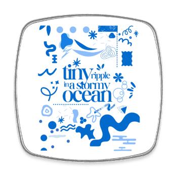 Tiny ripple in a stormy ocean (busy pattern) - Square fridge magnet - white - Front