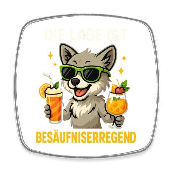 besäufniserregend spruch, party hund - Viereckiger Kühlschrankmagnet - Weiß - Vorne