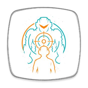 Gamer Mecha, Gaming Sight - Square fridge magnet - white - Front