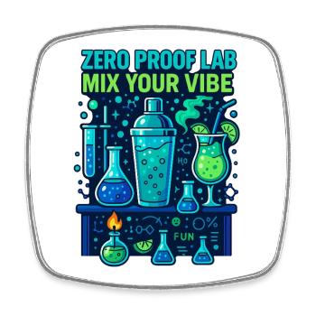 zero proof lab, mocktail chemie - Viereckiger Kühlschrankmagnet - Weiß - Vorne