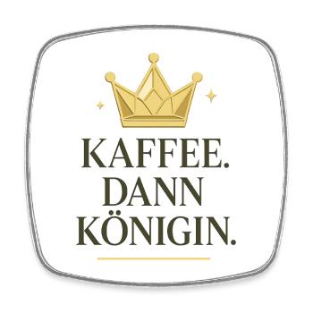 Café puis reine, couronne de café - Magnet carré - blanc - Devant