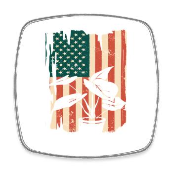 American Flag Plant Lover Gardener - Square fridge magnet - white - Front