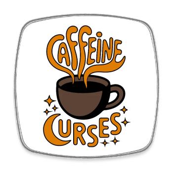 Caffeine Curves Kaffee-Logo - Viereckiger Kühlschrankmagnet - Weiß - Vorne