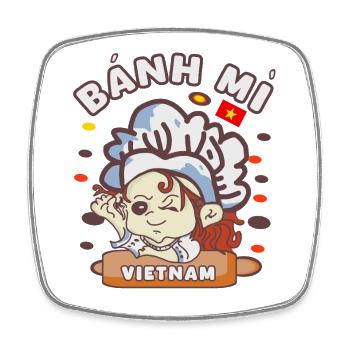 banh mi Vietnam kawaii - Viereckiger Kühlschrankmagnet - Weiß - Vorne