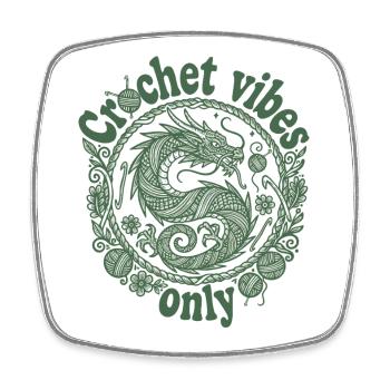 Crochet Vibes Only Funny Crochet Dragon For - Square fridge magnet - white - Front