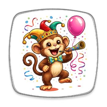 Singe de carnaval – Motif joyeux de carnaval - Magnet carré - blanc - Devant
