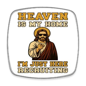 Heaven is my Home - Uncle Jesus Recruiting  - Viereckiger Kühlschrankmagnet - Weiß - Vorne