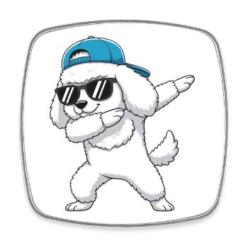 Cool Dabbing Pudel Sonnenbrille Cartoon-Kunst - Viereckiger Kühlschrankmagnet - Weiß - Vorne