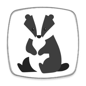 Style minimaliste de blaireau assis mignon - Magnet carré - blanc - Devant