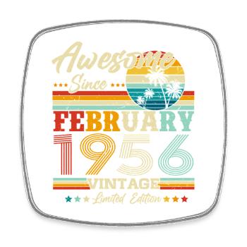 Vintage février 1956 Vintage Rétro Anniversaire - Magnet carré - blanc - Devant