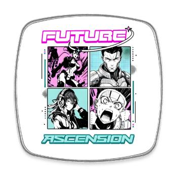 Future Ascension Anime Manga Panel Comic Style - Viereckiger Kühlschrankmagnet - Weiß - Vorne
