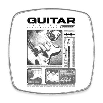 Gitarrist, Rockgitarrist, Streetwear-Musiker - Viereckiger Kühlschrankmagnet - Weiß - Vorne