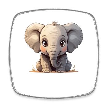 Dessin animé mignon bébé éléphant - Magnet carré - blanc - Devant