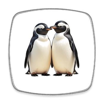 Kuschelpinguin-Duo im Blick - Viereckiger Kühlschrankmagnet - Weiß - Vorne