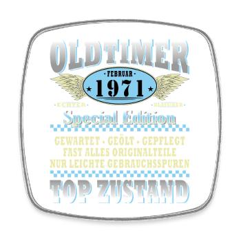 Original February Vintage 1971 Birthday Gift - Square fridge magnet - white - Front