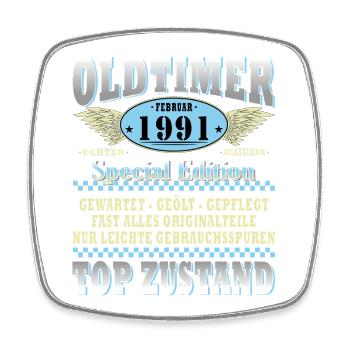Cadeau d’anniversaire original de février 1991 - Magnet carré - blanc - Devant